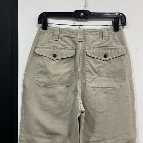 L.L Bean Women’s Canvas Pleated Padded Knee Cotton Pants Size 4 - Picture 5 of 6